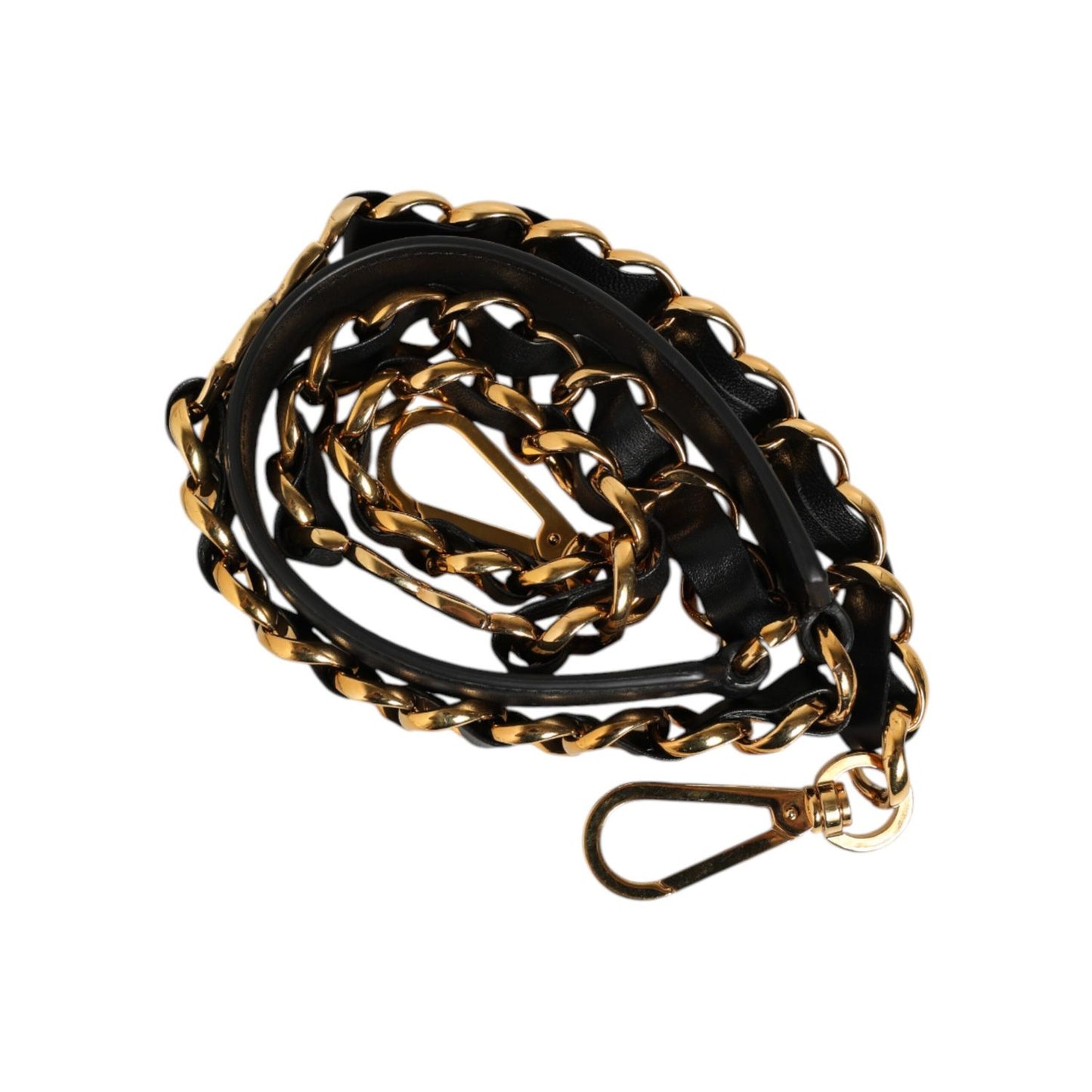Dolce & Gabbana Black Leather Gold Chain Bag Accessory Shoulder Strap Dolce & Gabbana