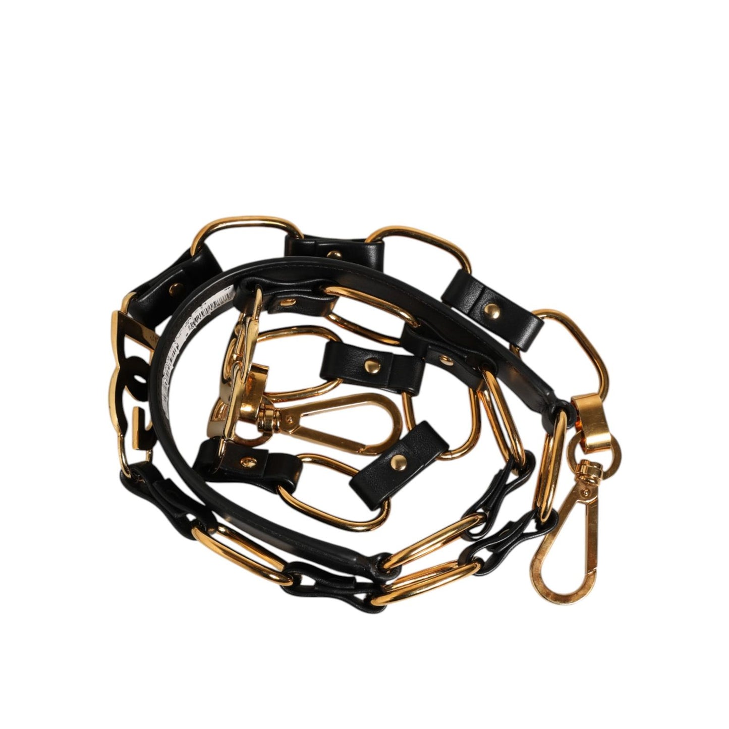 Dolce & Gabbana Black Leather Gold Chain Bag Accessory Shoulder Strap Dolce & Gabbana