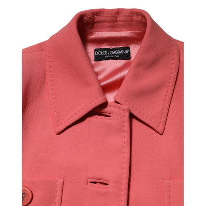 Dolce & Gabbana Pink Buttoned Down Trench Coat Jacket 1728,67345645728,Clothing,Coats - Jackets & Coats - Clothing,Dolce & Gabbana,IT44 | L,Jackets & Coats - Clothing,Material: 100%WV,Pink,Preowned / Defect,Women