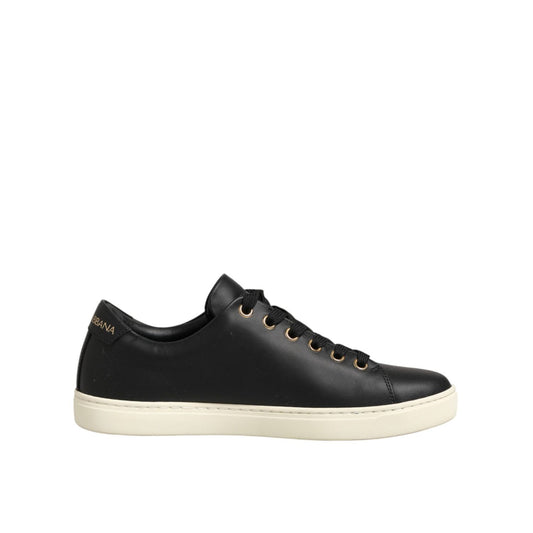 Dolce & Gabbana Black Leather Sacred Heart Sneakers Shoes