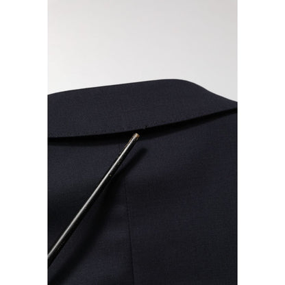 Dolce & Gabbana Blue Wool Double Breasted 2 Piece Men Suit
