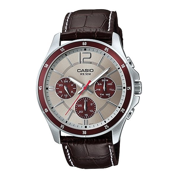CASIO COLLECTION Mod. MULTIFUNCTION CALENDAR, LEATHER - TWO TONES