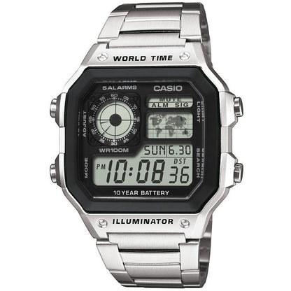 CASIO SPORT Mod. WORLD TIME ILLUMINATOR 5 ALARMS - FUTURE CLASSIC COLLECTION - BLACK STEEL CASIO COLLECTION & VINTAGE