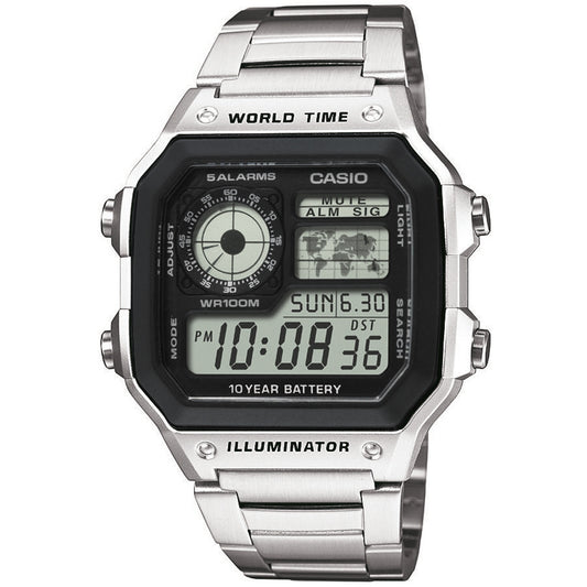 CASIO SPORT Mod. WORLD TIME ILLUMINATOR 5 ALARMS - FUTURE CLASSIC COLLECTION - BLACK STEEL CASIO COLLECTION & VINTAGE