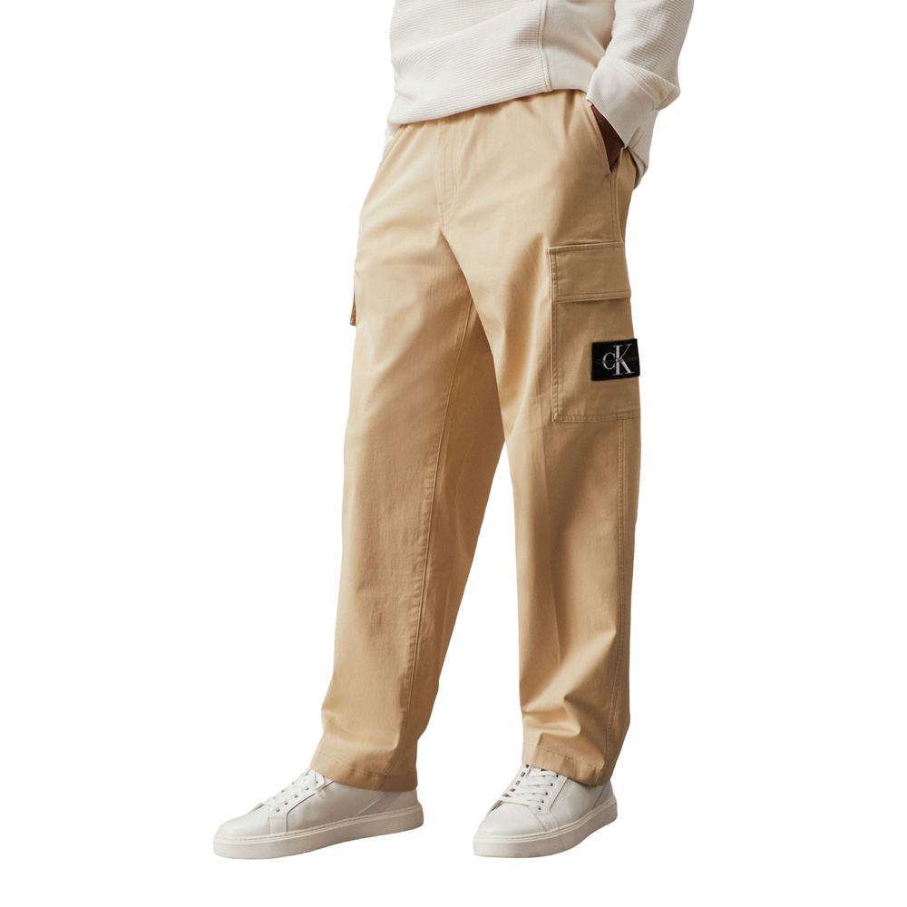 Calvin Klein Jeans Beige Recycled Cotton Cargo Pants