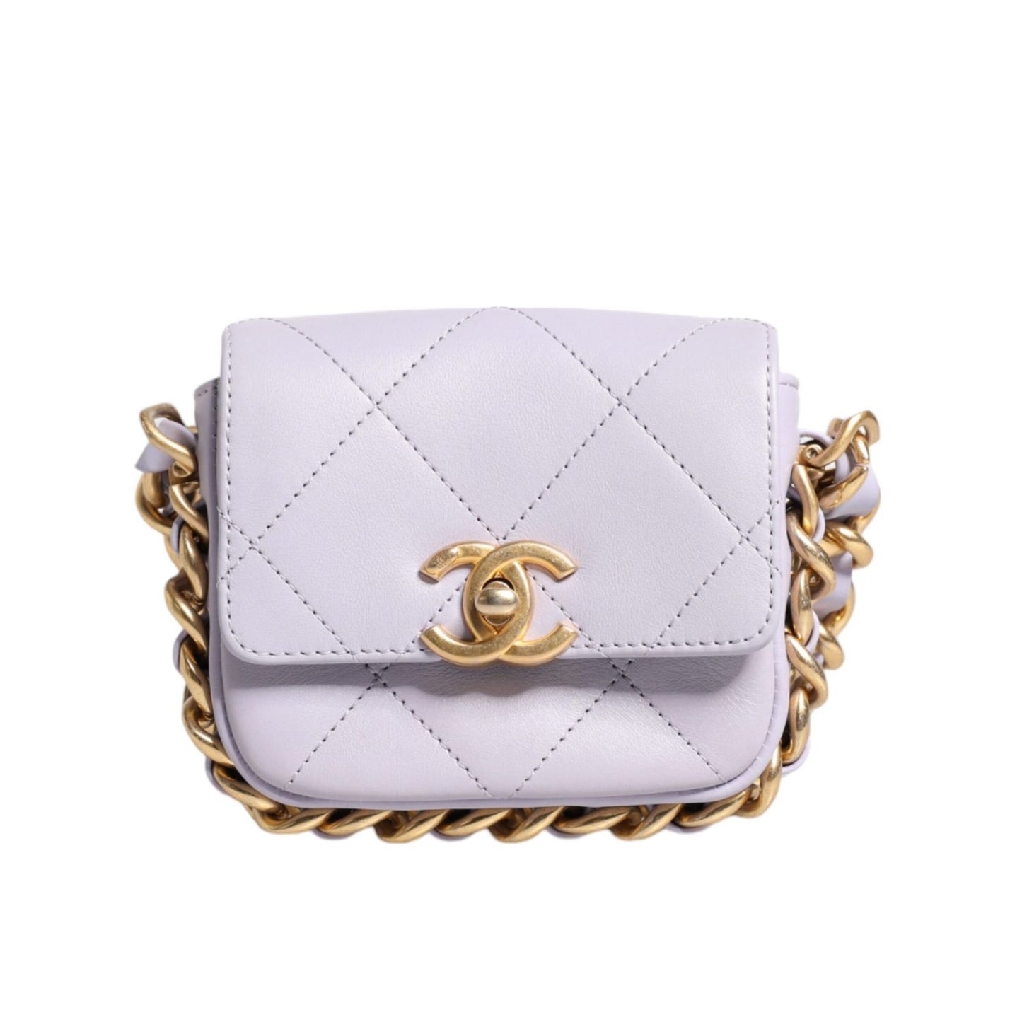 Chanel Blue Quilted Calfskin Framing Chain Flap Mini crossbody Bag