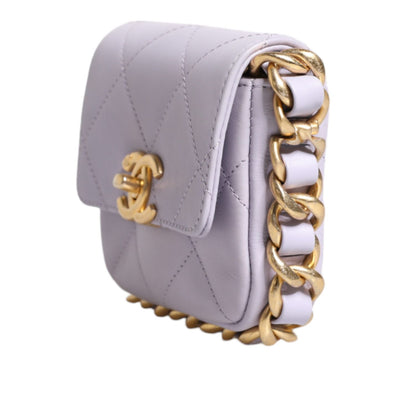 Chanel Blue Quilted Calfskin Framing Chain Flap Mini crossbody Bag