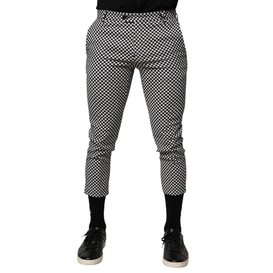 Daniele Alessandrini Black White Checkered Men Cropped Pants Daniele Alessandrini