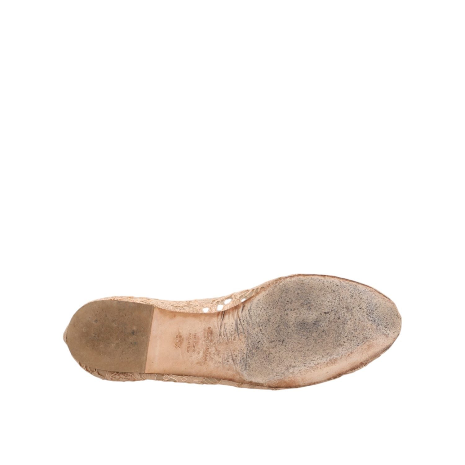 Dolce & Gabbana Beige Taormina Lace Crystals Flats Shoes