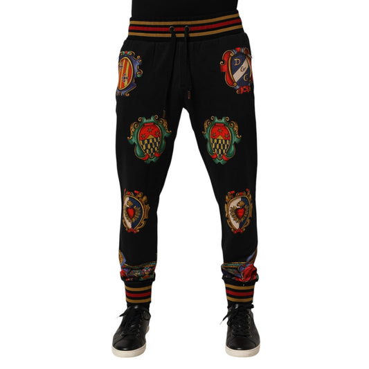 Dolce & Gabbana Black Baroque Crest Logo Men Trackpants Pants Dolce & Gabbana