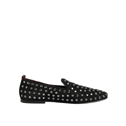 Dolce & Gabbana Black Crystal Embellished Loafers Dress Shoes Dolce & Gabbana