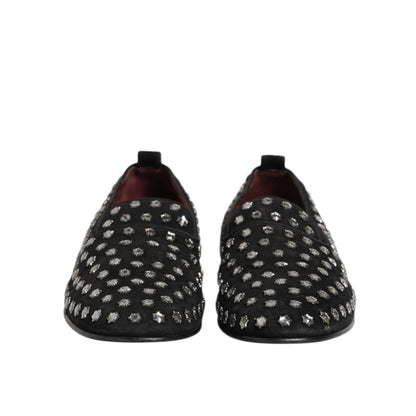 Dolce & Gabbana Black Crystal Embellished Loafers Dress Shoes Dolce & Gabbana