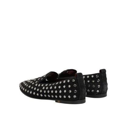 Dolce & Gabbana Black Crystal Embellished Loafers Dress Shoes Dolce & Gabbana