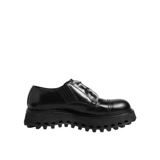 Dolce & Gabbana Black Leather Lace Up Derby Men Dress Shoes Dolce & Gabbana