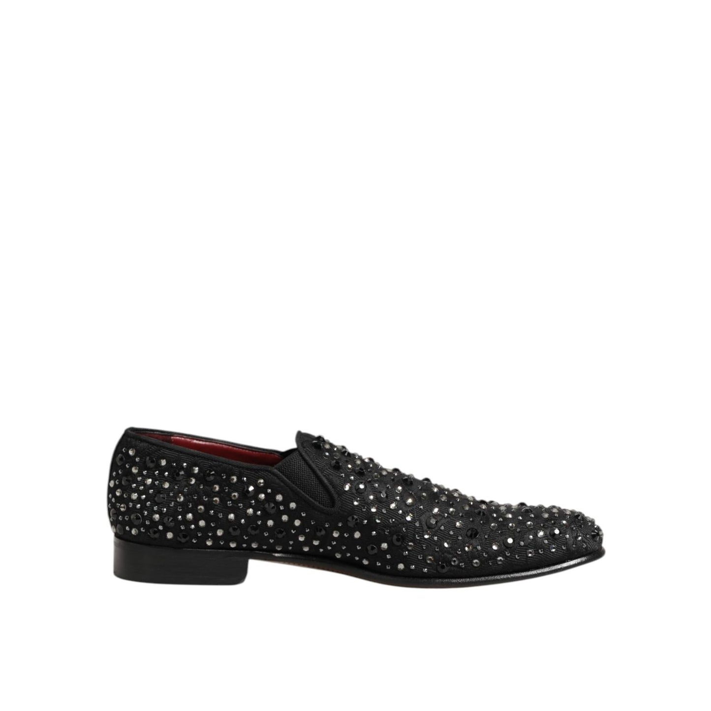 Dolce & Gabbana Black Suede Crystal Embellished Loafer Shoes Dolce & Gabbana