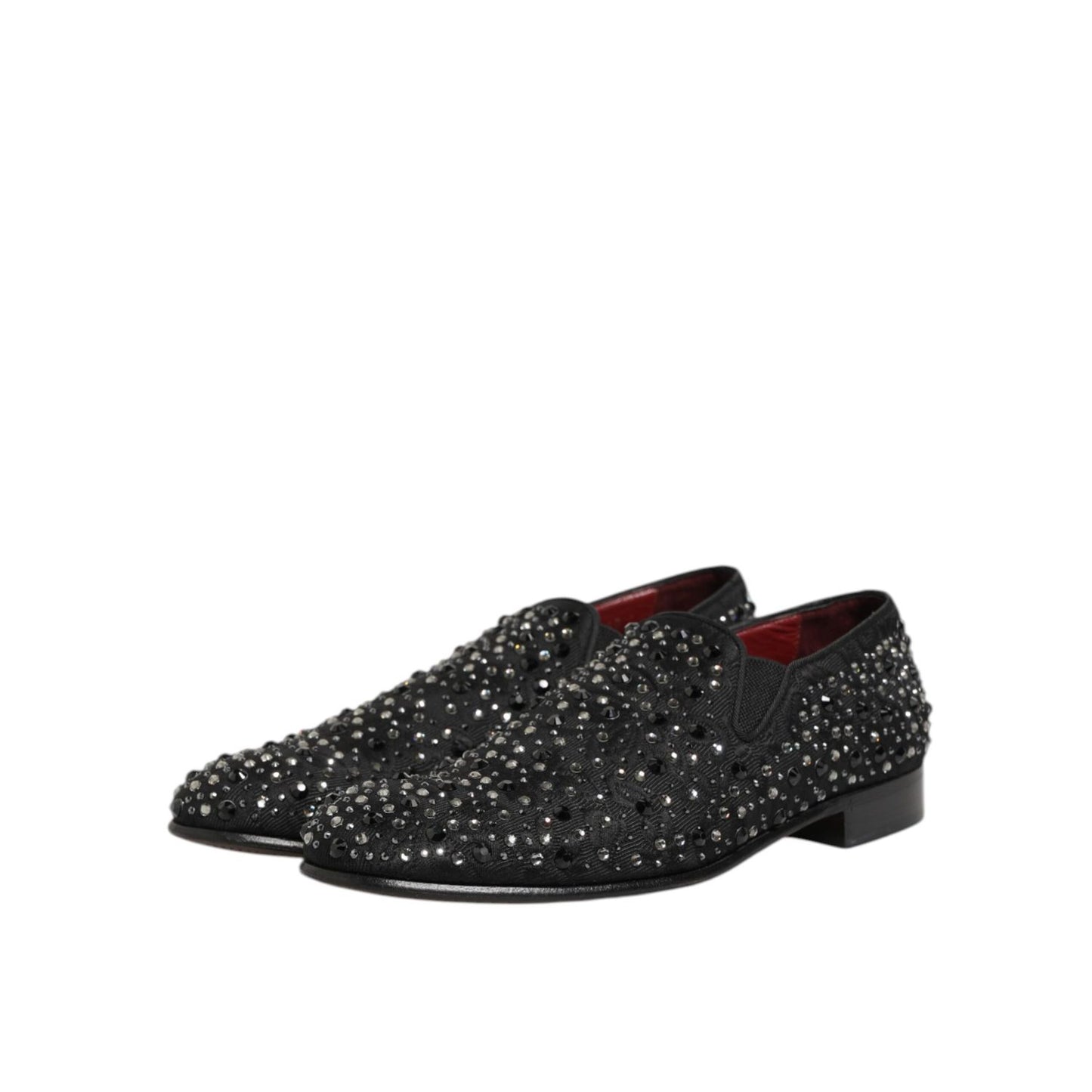 Dolce & Gabbana Black Suede Crystal Embellished Loafer Shoes Dolce & Gabbana