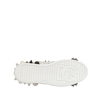 Dolce & Gabbana Black White Studded Low Top Sneakers Shoes Dolce & Gabbana