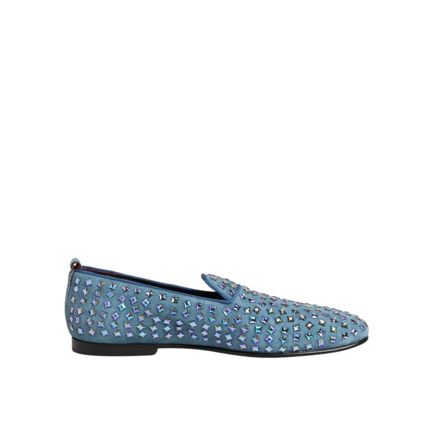 Dolce & Gabbana Blue Suede Studded Dress Men Loafers Shoes Dolce & Gabbana