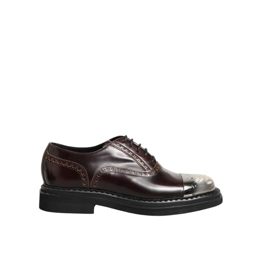 Dolce & Gabbana Brown Leather Lace Up Dress Men Oxford Shoes Dolce & Gabbana