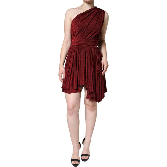 Dolce & Gabbana Red One Shoulder Pleated A-line Mini Dress DR281304-40