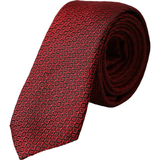 Dolce & Gabbana Red Patterned 100% Silk Adjustable Men Tie KRA3351