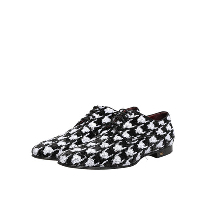 Dolce & Gabbana Dress Black White Sequined Lace Up Derby Shoes Dolce & Gabbana