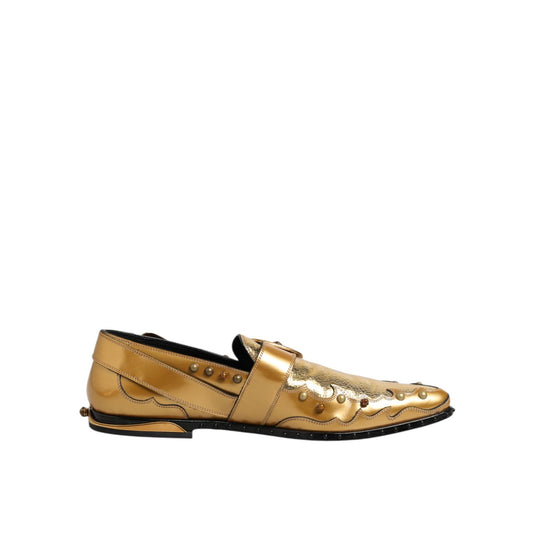 Dolce & Gabbana Gold Leather MONK STRAP Dress Formal Shoes Dolce & Gabbana