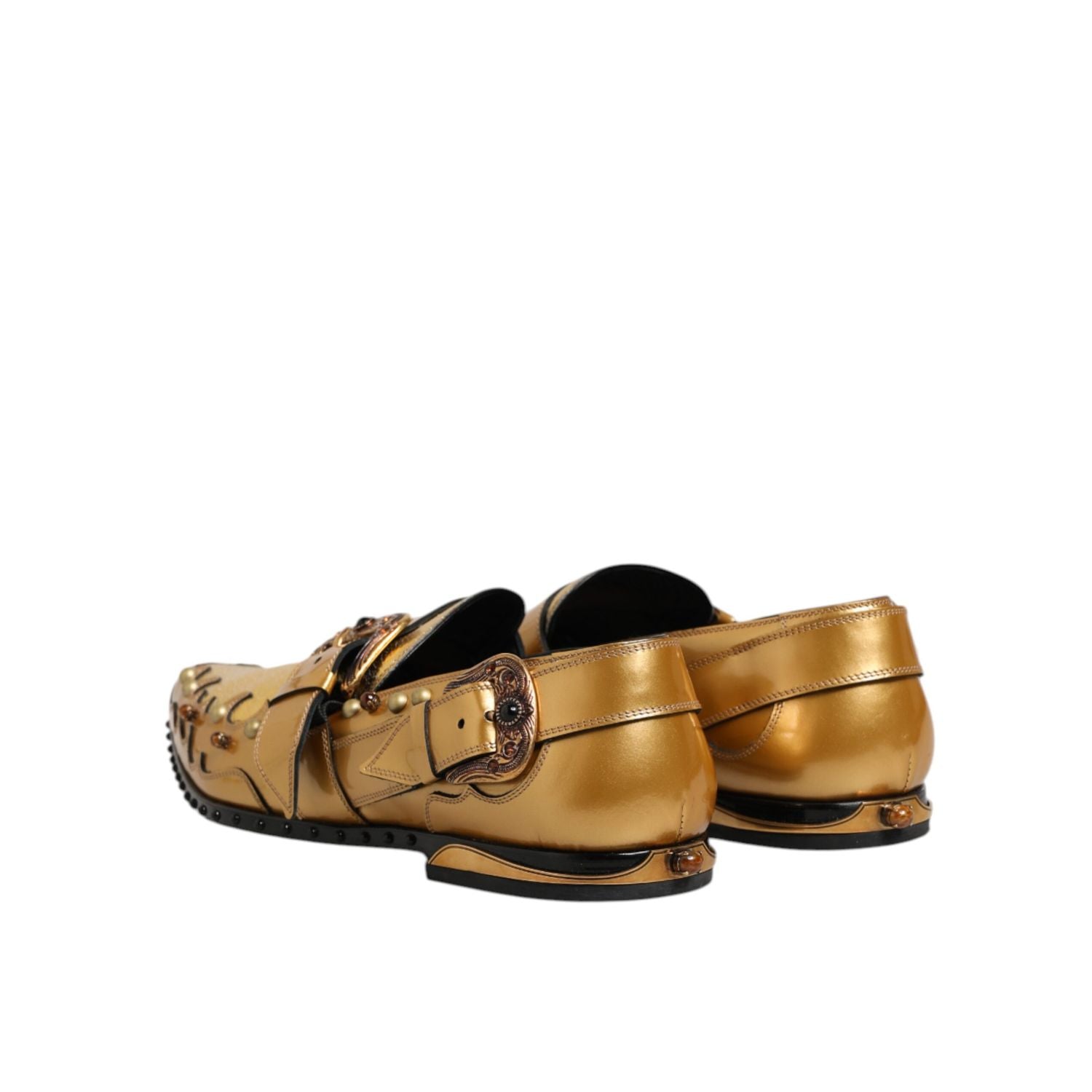 Dolce & Gabbana Gold Leather MONK STRAP Dress Formal Shoes