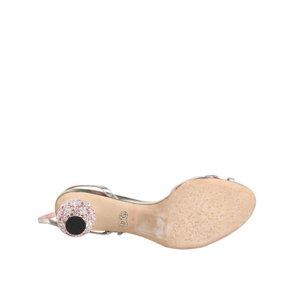 Dolce & Gabbana Pink Embellished Leather Ball-Heel Sandals Shoes Dolce & Gabbana