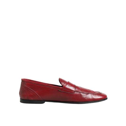 Dolce & Gabbana Red Leather Slip On Dress Men Loafers Shoes Dolce & Gabbana