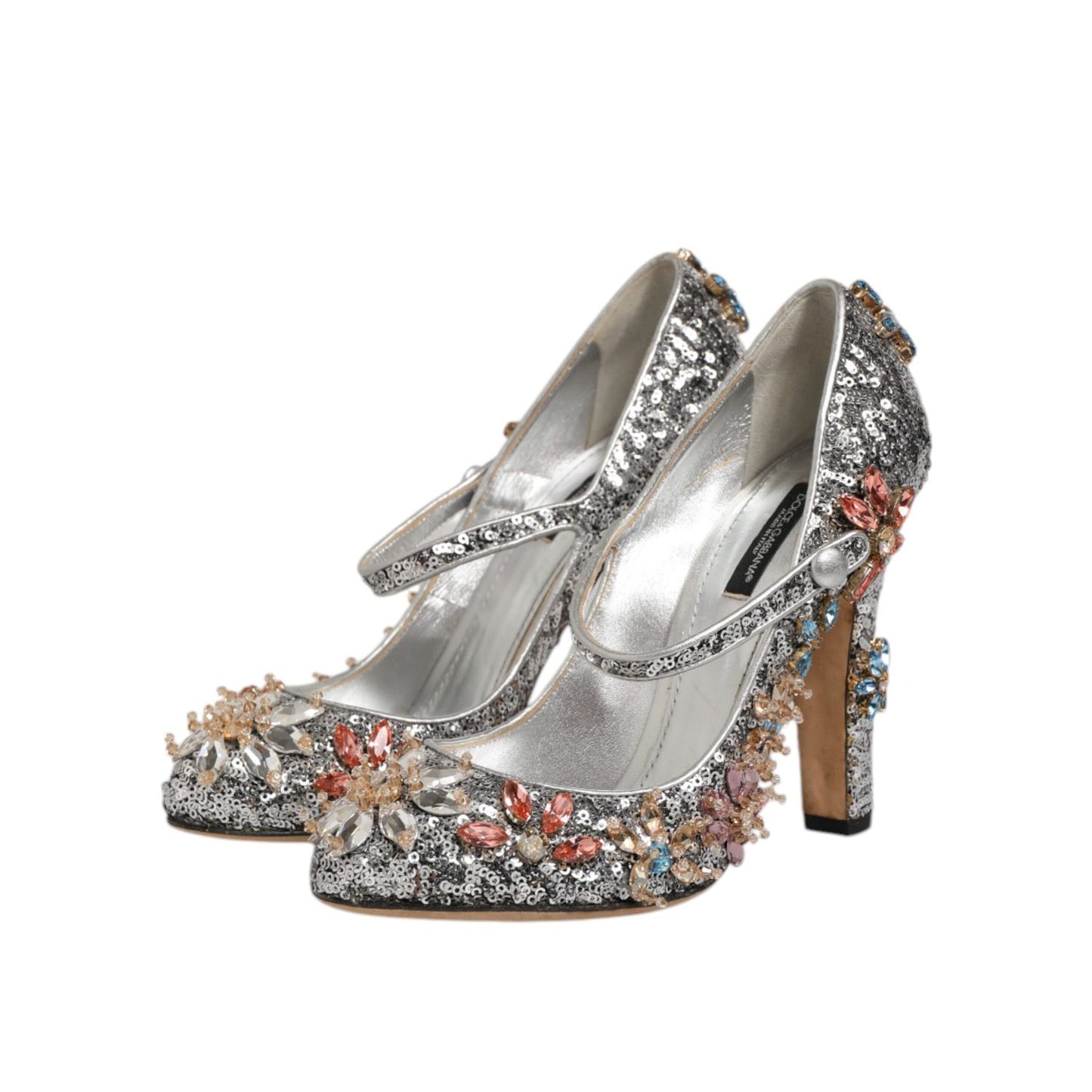 Dolce & Gabbana Silver Sequin Crystal Mary Janes Pumps Shoes Dolce & Gabbana