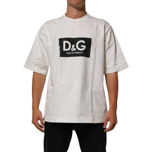Dolce & Gabbana White Cotton Logo Print Crew Neck Men T-shirt Dolce & Gabbana