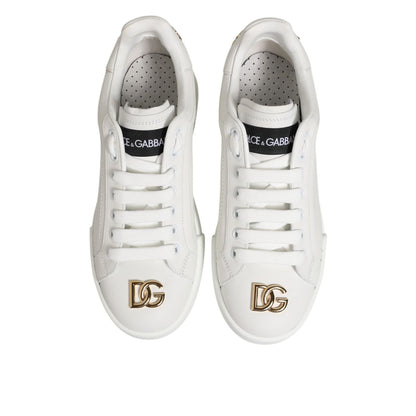 Dolce & Gabbana White DG Leather Low Top Sneakers Shoes Dolce & Gabbana