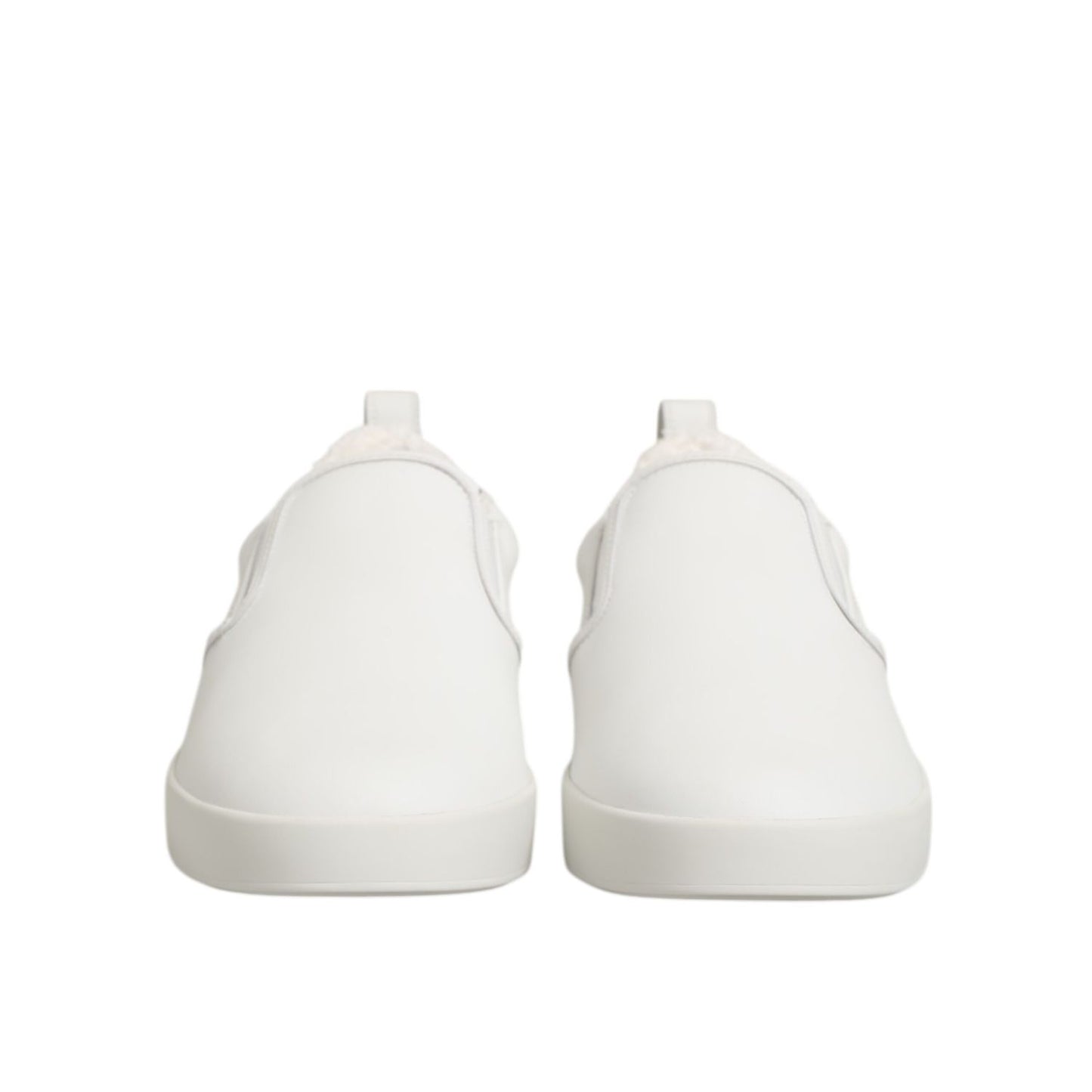 Dolce & Gabbana White Leather Low Top Slip On Sneakers Shoes Dolce & Gabbana