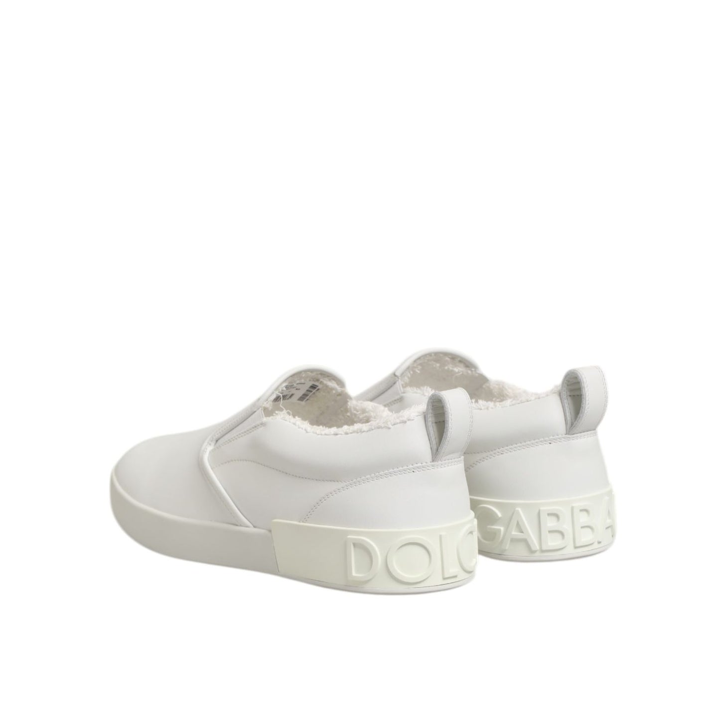 Dolce & Gabbana White Leather Low Top Slip On Sneakers Shoes Dolce & Gabbana
