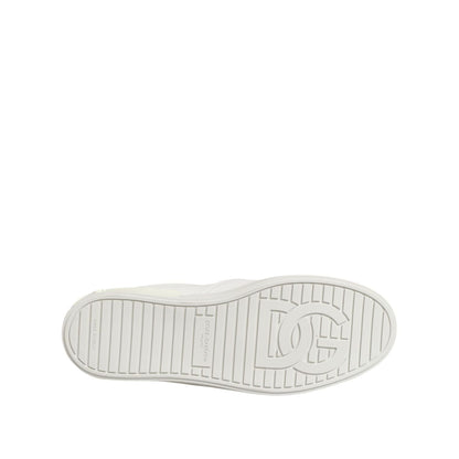 Dolce & Gabbana White Leather Low Top Slip On Sneakers Shoes Dolce & Gabbana