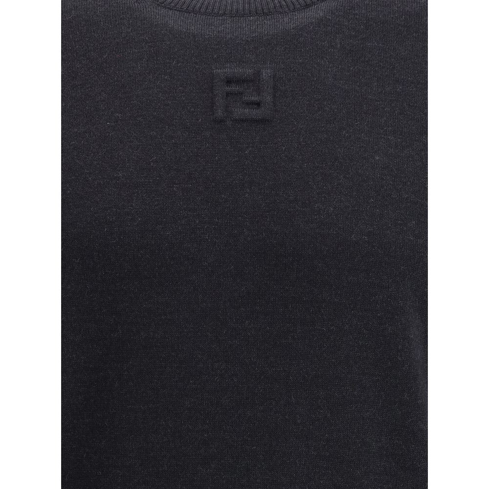 Fendi Black Fleece Wool Sweatshirt