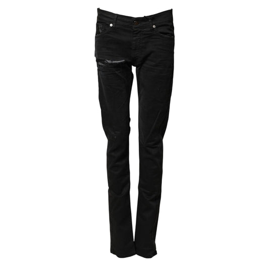 Karl Lagerfeld Black Tattered Men Skinny Denim Trouser Jeans Karl Lagerfeld