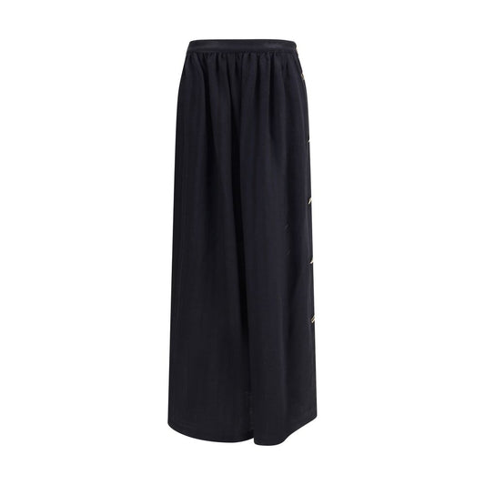 Kristina Ti Black Fleece Wool Long Skirt Kristina Ti