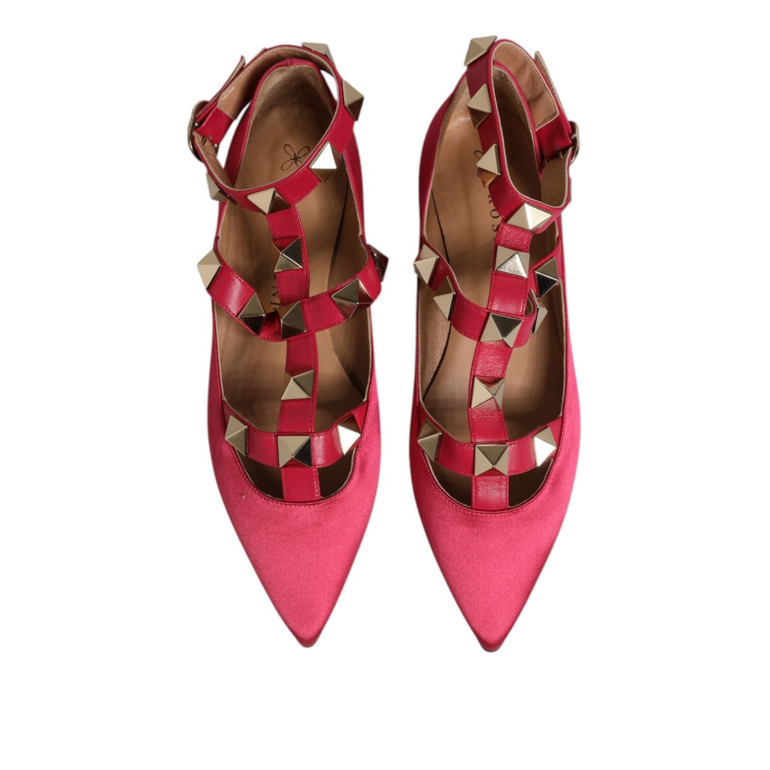 Prosperine Red Gold Studded Pointed Toe Ballet Flats Shoes