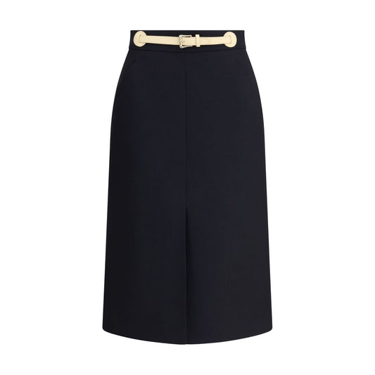 Valentino Black Fleece Wool Midi Skirt Valentino