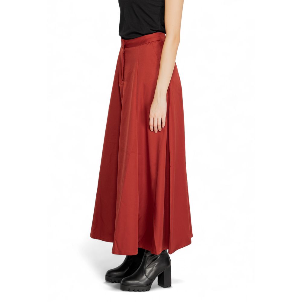 Vero Moda Red Polyester Long Skirt Vero Moda